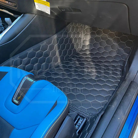 EOS 2021+ BMW G82 M4 / G80 M3 Premium Honeycomb Leather Floor Mat Liners