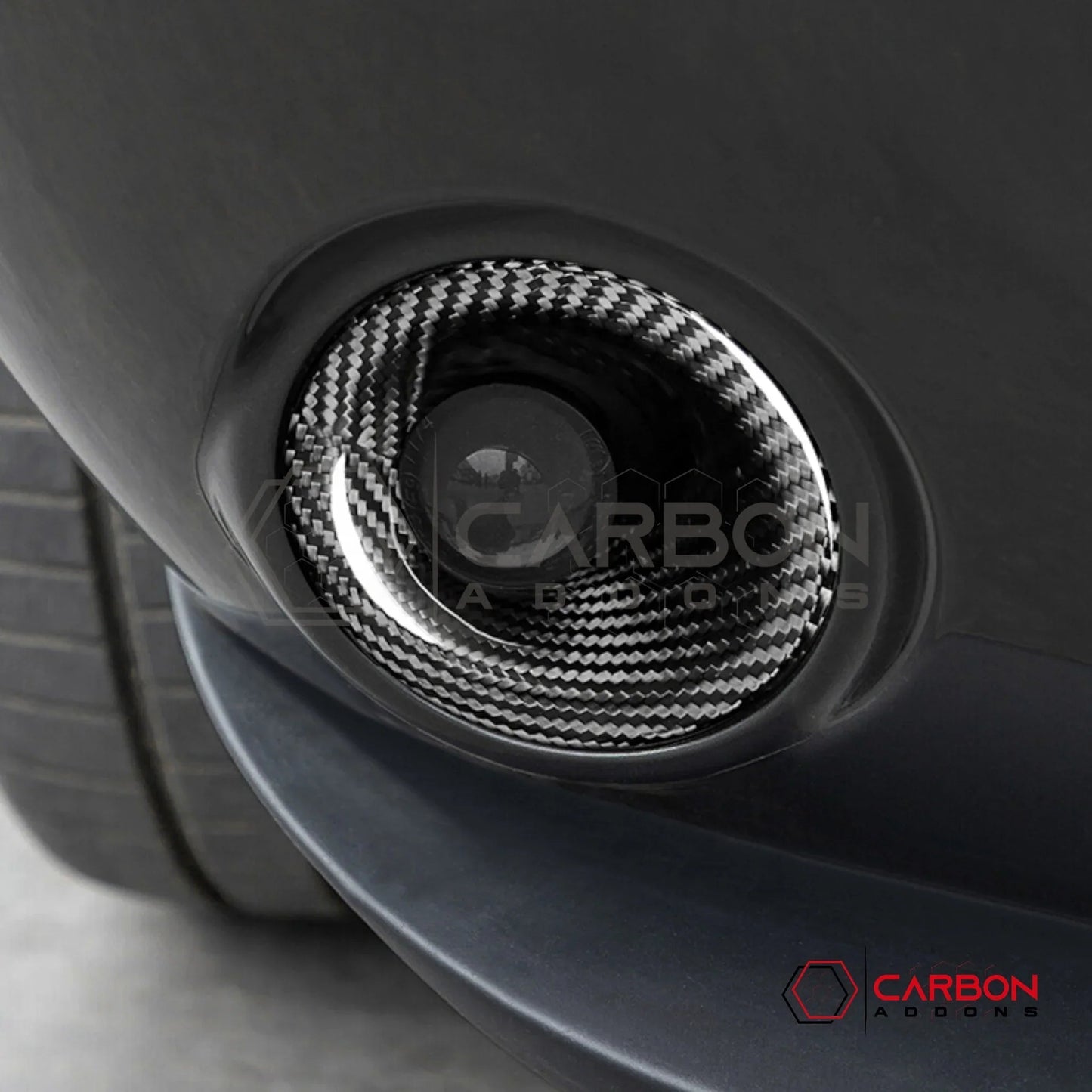 2015-2023 Dodge Challenger Fog Light Trim Real Carbon Fiber Covers