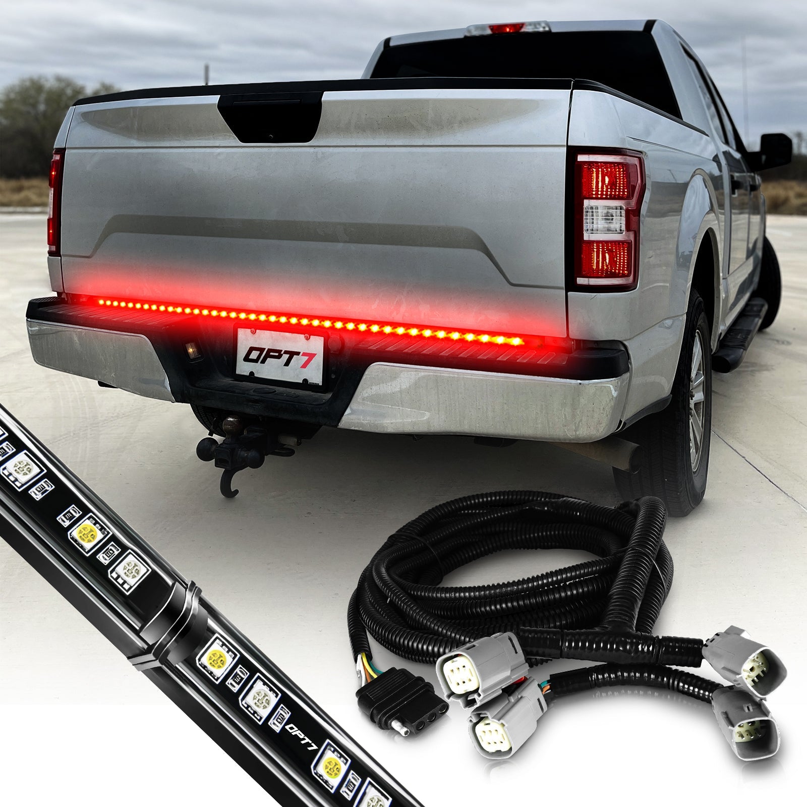 Ford F150 Tailgate LED Light Bar Bundle: Redline Parlux LED Tailgate Light Bar with F150 Quick Connect Harness Kit