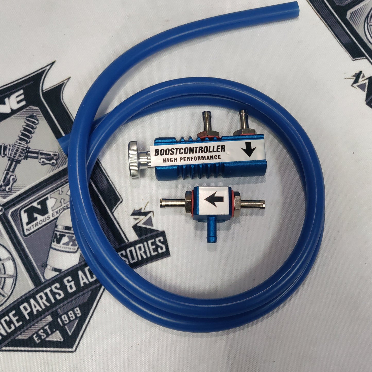 NNR Manual Turbo Charger Adjustable Boost Controller 0-30 PSI Blue + Hose