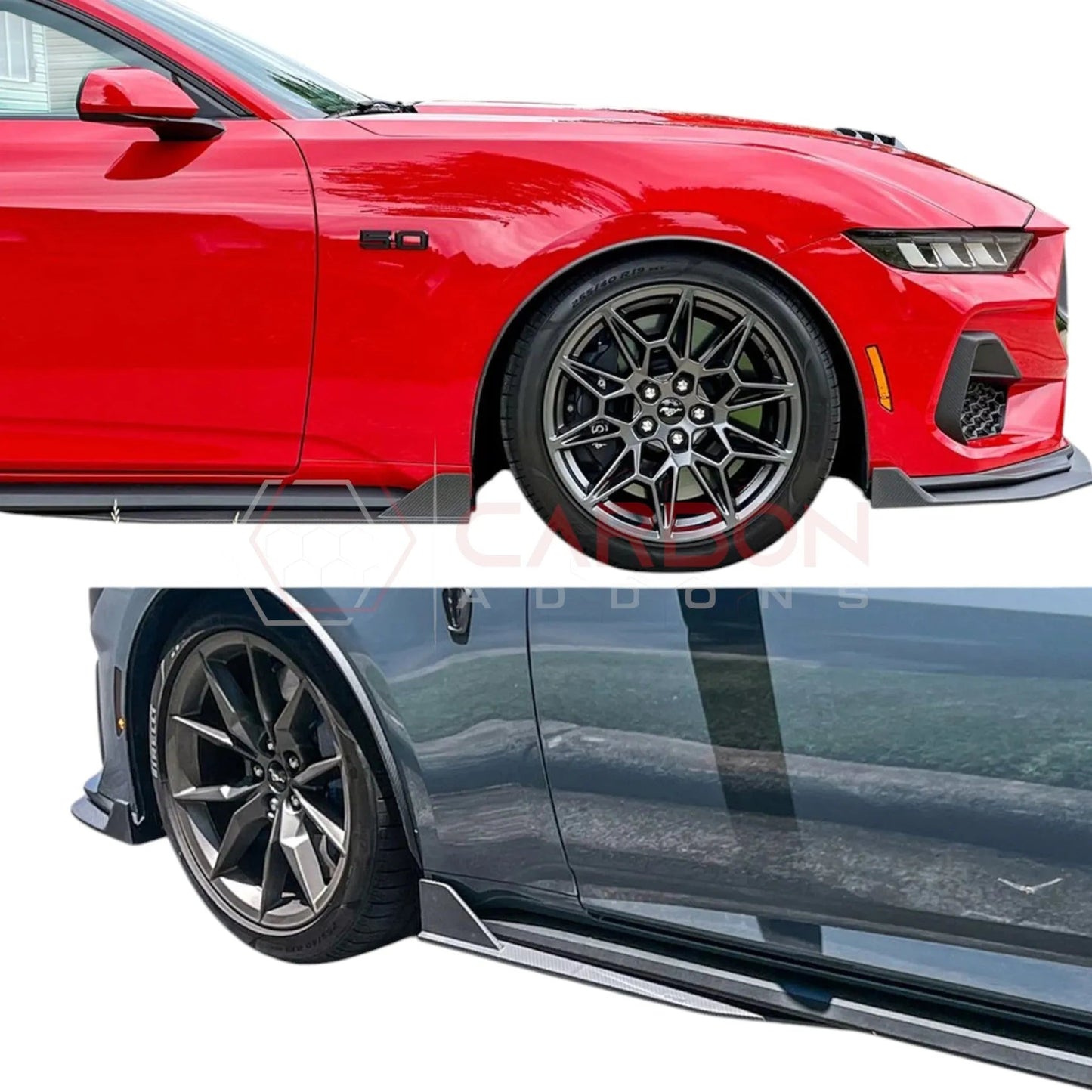 2024+ Mustang S650 Side Skirt Extensions with Winglets | ABS