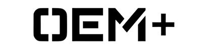 Black 'DEM+' logo on a white background
