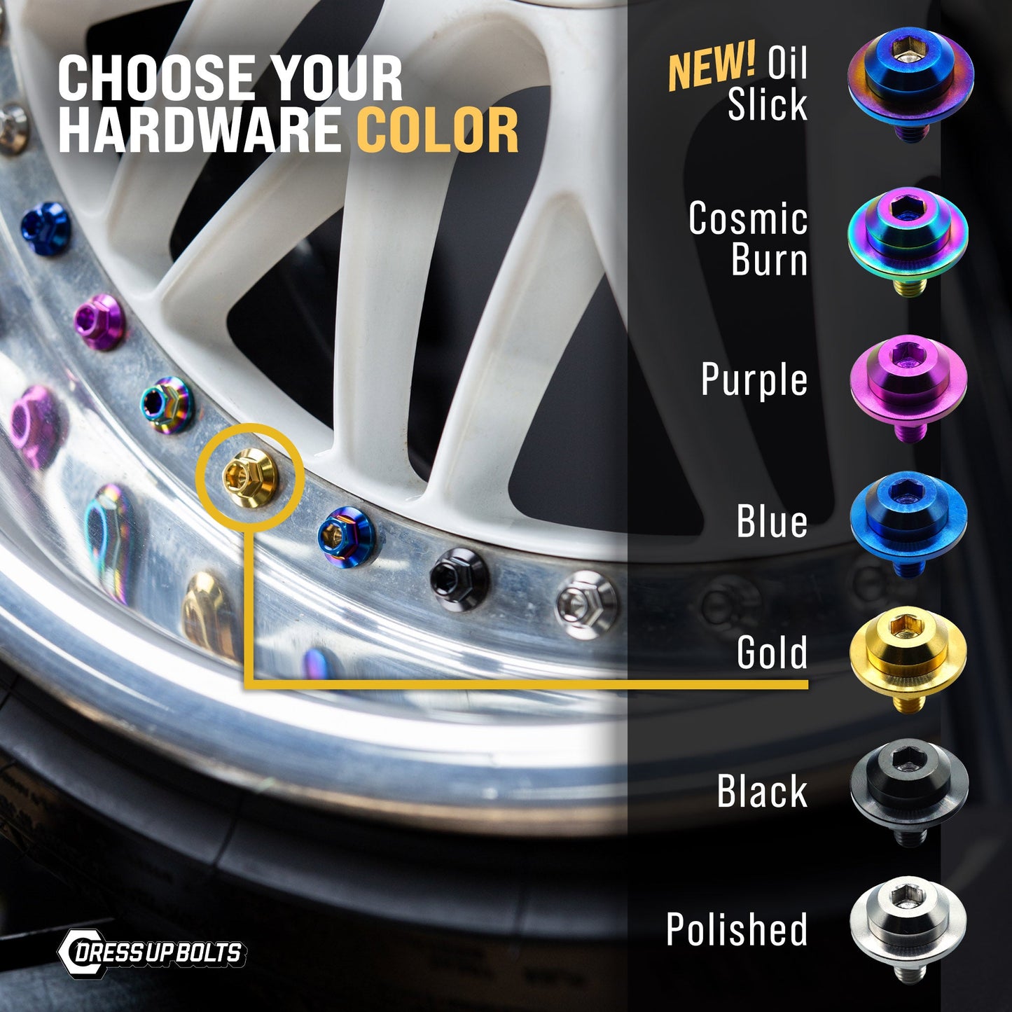 Dress Up Bolts Titanium Three Piece Wheel Bolts - M8 x 32mm