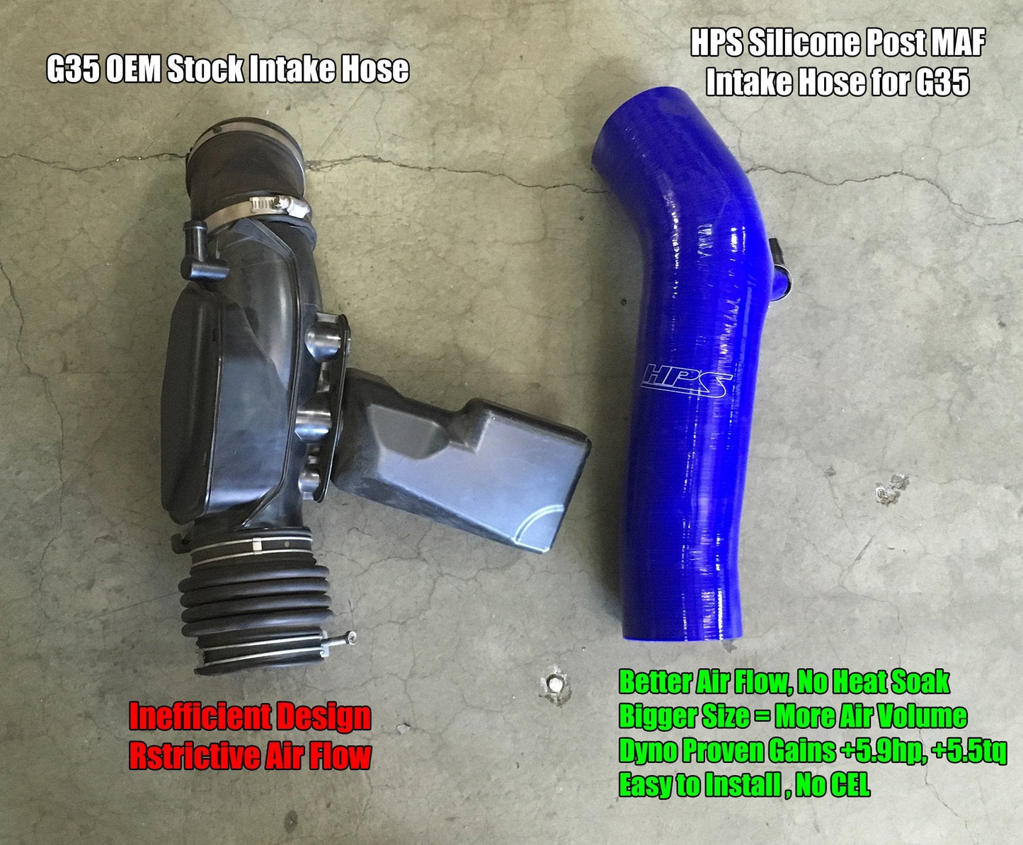 HPS Silicone Post MAF Air Intake Hose Kit Infiniti 03-06 G35 Sedan 3.5L V6, 57-1592