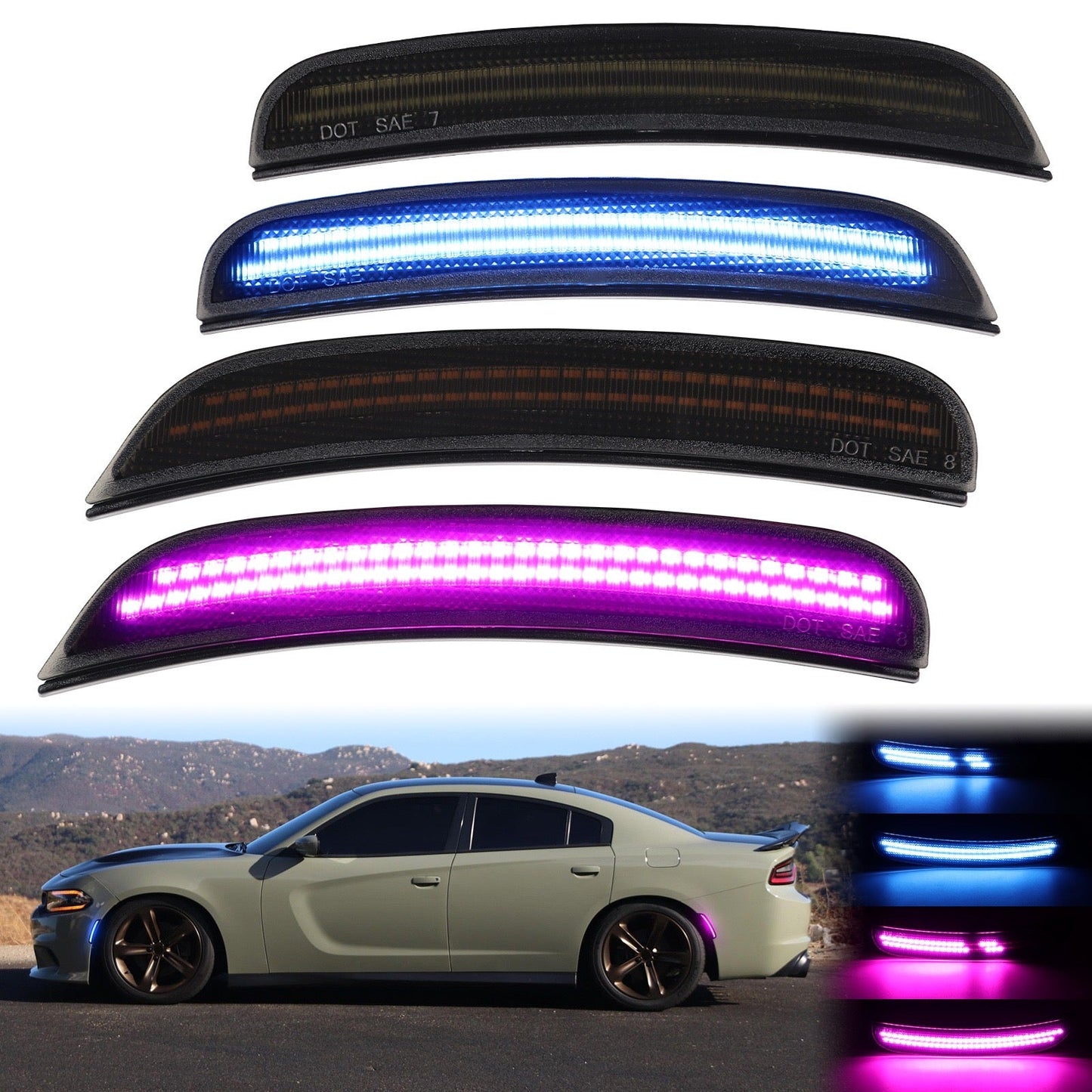 CHARGER 15-23 FRONT/REAR DYNAMIC SMOKED LED SIDE MARKERS