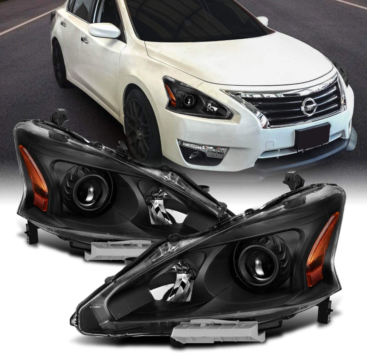 Amerilite 20132015 Altima 4dr Sedan Replacement Headlights Pair Halogen Type Driver And Passenger Side