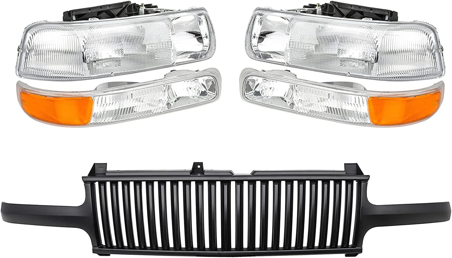 A&P 4PC Chrome Headlight Assembly Clear Lens for Chevy 00-06 Tahoe Suburban 1500 2500/99-02 Silverado 1500 2500/01-02 Silverado 1500HD 2500HD 3500