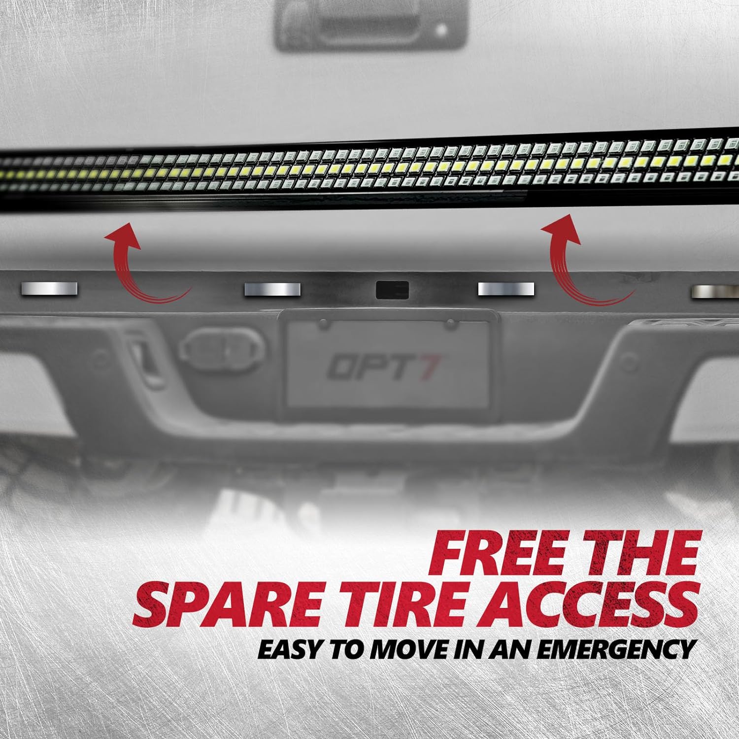 OPT7 Redline Parlux Triple Tailgate Light Bar 60" Bundle for Ford F150 15-20 with Blind Spot Easy Connect Harness and Tailgate Light Bar Magnets