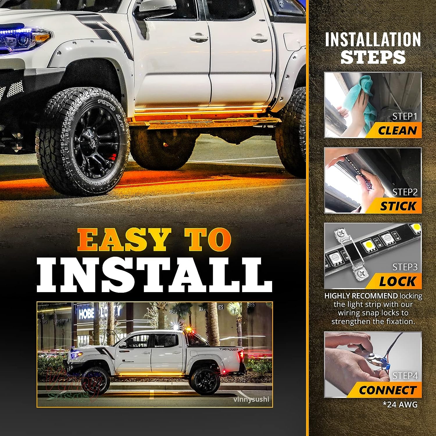 AURA LED Lighting Kit for Truck Bundle (DreamColor Underglow LED Kit - Remote Control + Tailgate Triple Light Bar + Sidekick LED Kit)