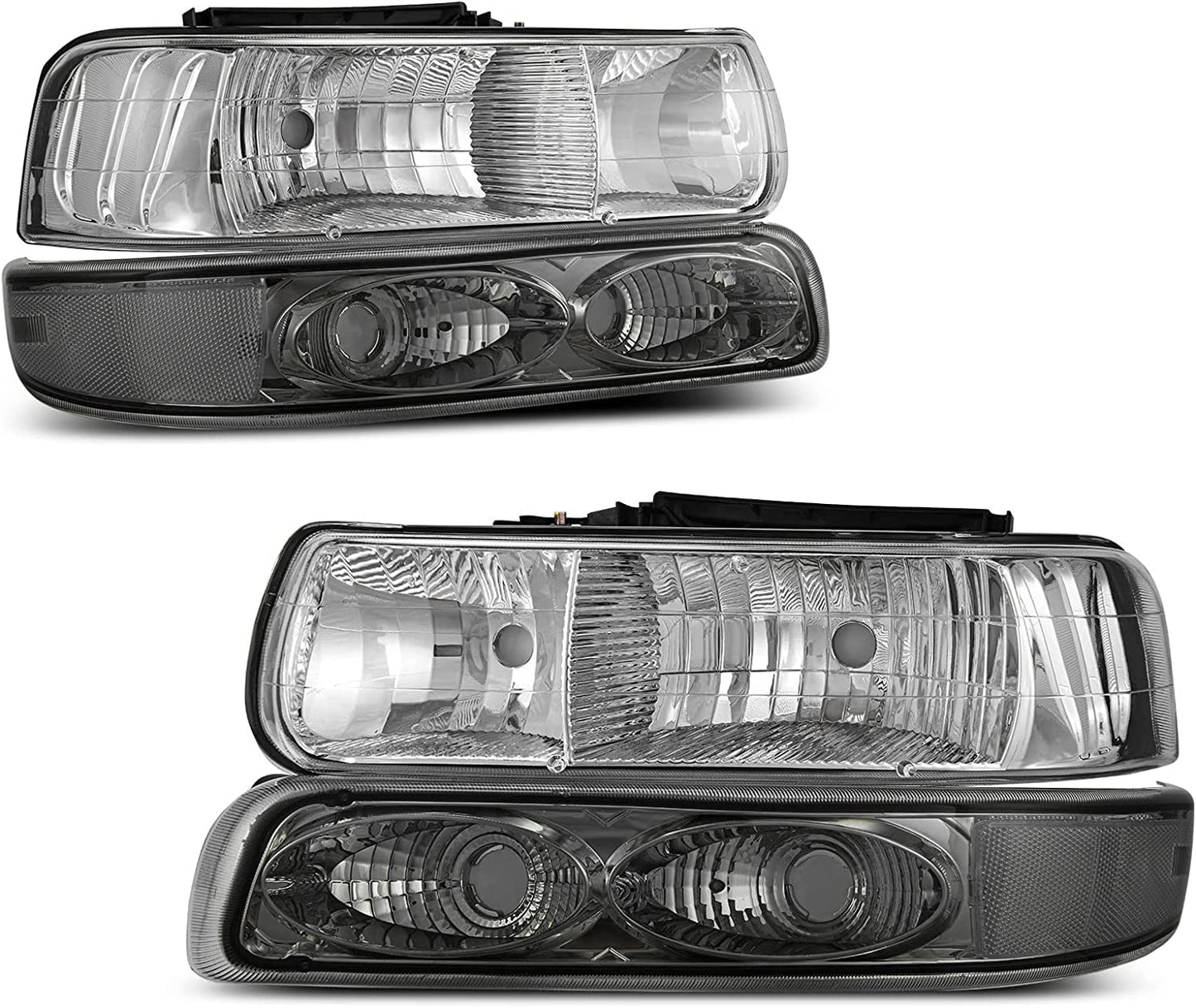Autosaver88 Headlights Assembly Compatible With 19992002 Chevrolet Silverado 20012002 1500 2500 1500hd 2500hd 3500 20002006 Tahoe Suburban Lights In Bumpers