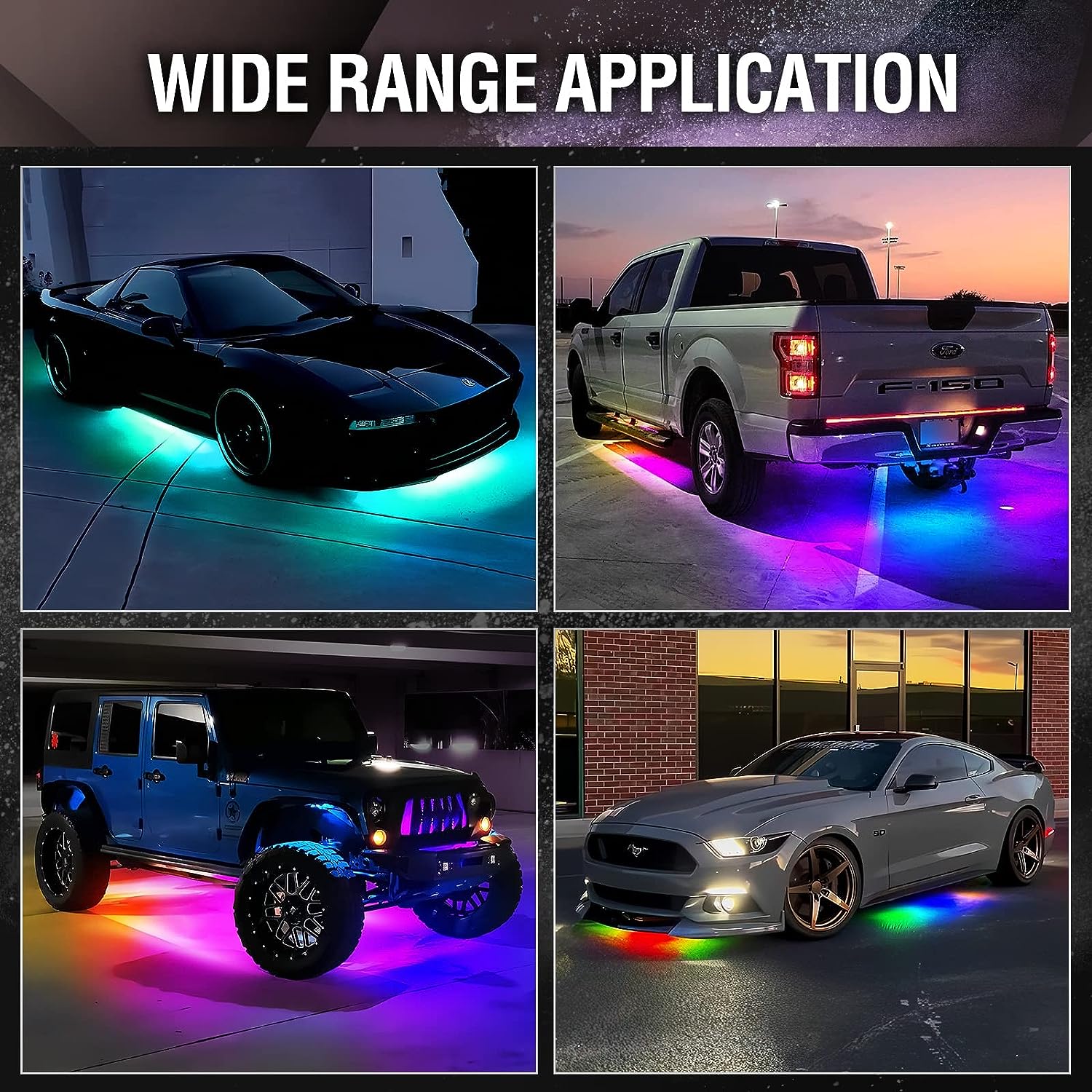 AURA LED Lighting Kit for Truck Bundle (DreamColor Underglow LED Kit - Remote Control + Tailgate Triple Light Bar + Sidekick LED Kit)
