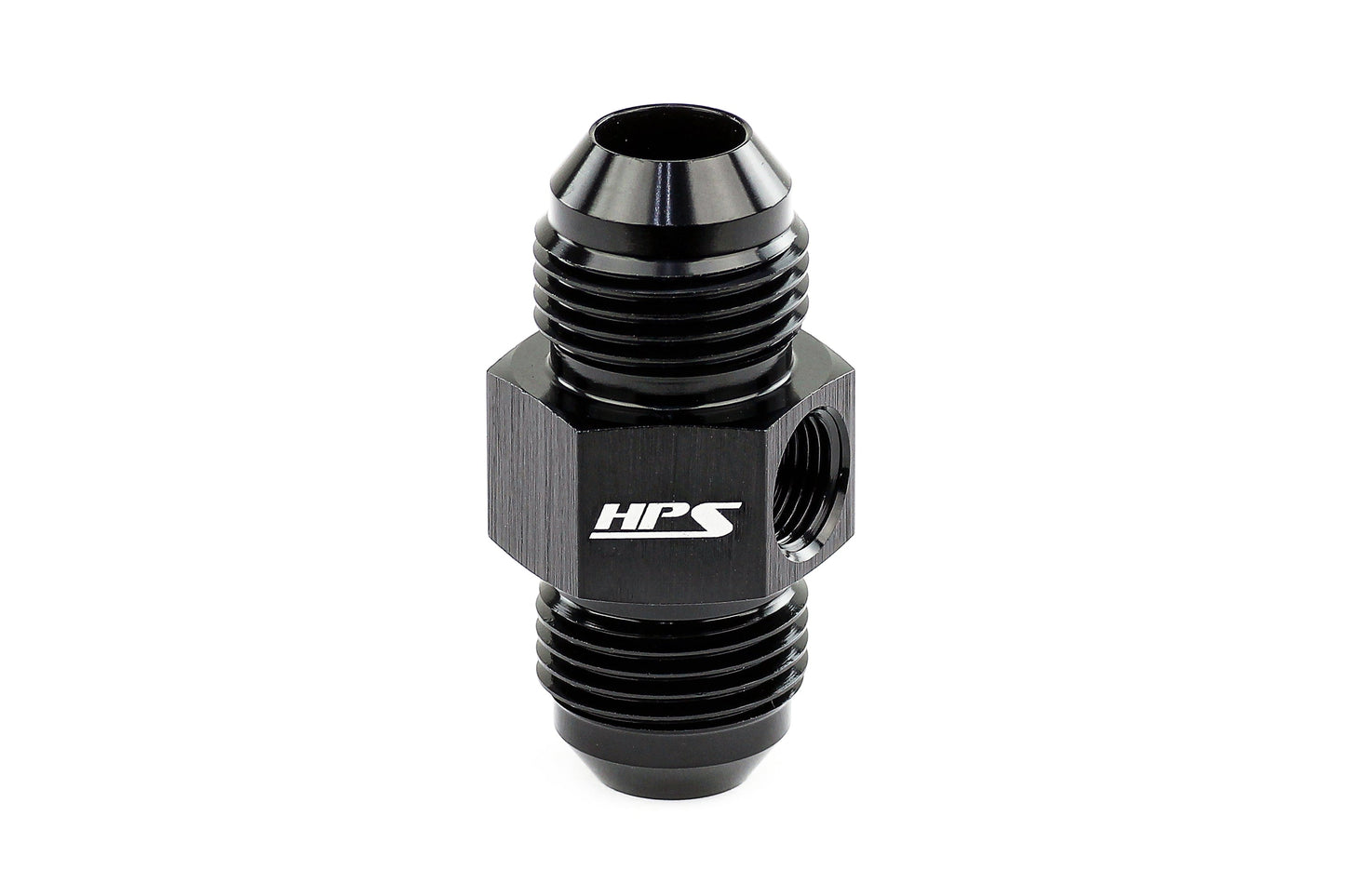 HPS AN Male to Male Adapter with 1/8" NPT Female Port, Aluminum, Black