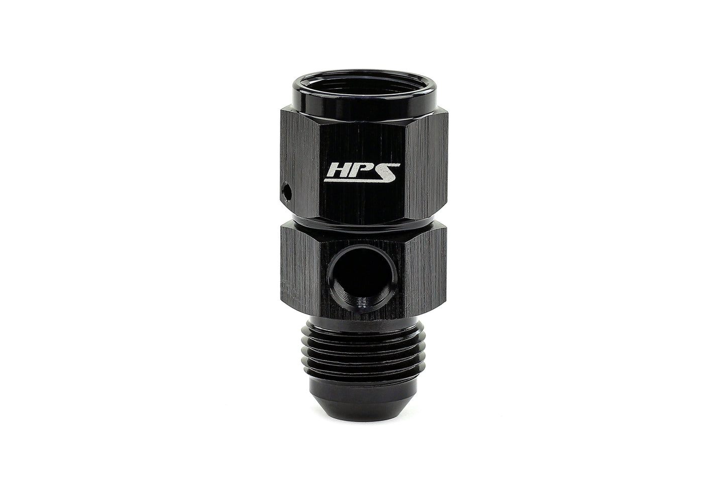 HPS AN Male to Female Fuel Pressure Gauge Adapter with 1/8" NPT Female Port, Aluminum, Black