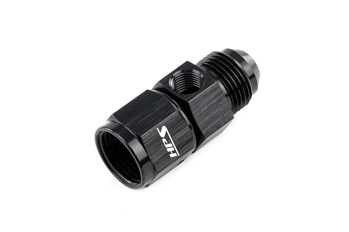 HPS AN Male to Female Fuel Pressure Gauge Adapter with 1/8" NPT Female Port, Aluminum, Black