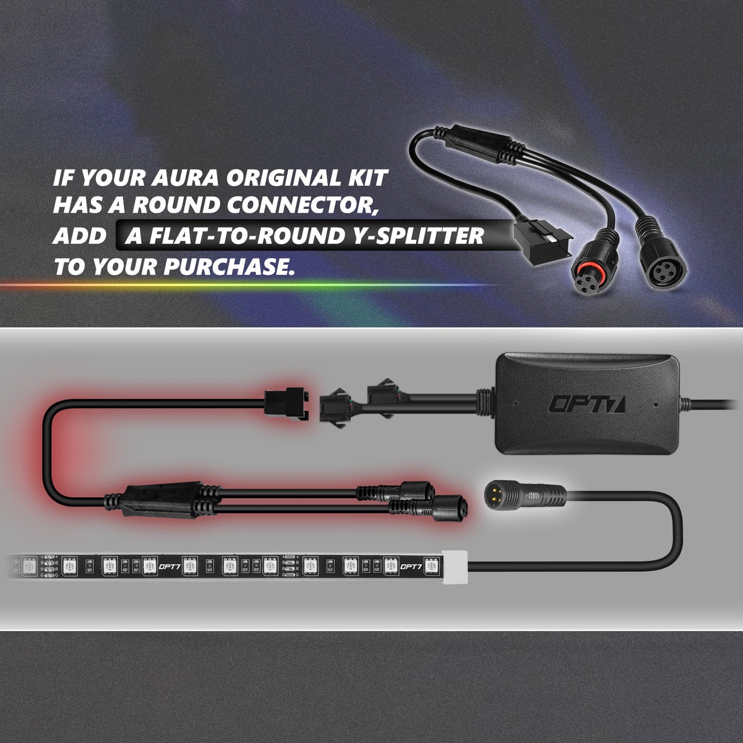 AURA 2pc Flat to Round Y Splitter Connector