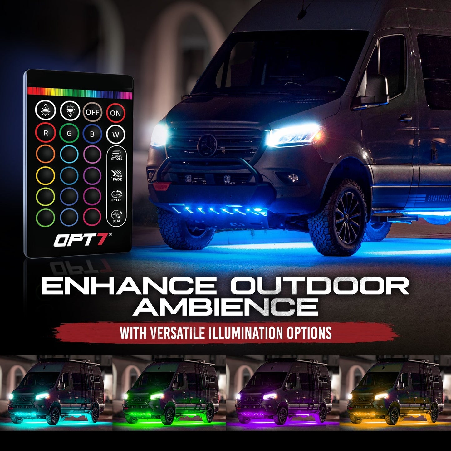 AURA Class B & B+ RV Camper LED Aluminum Underglow Lighting Kit - Wireless Remote Control Full Color Spectrum