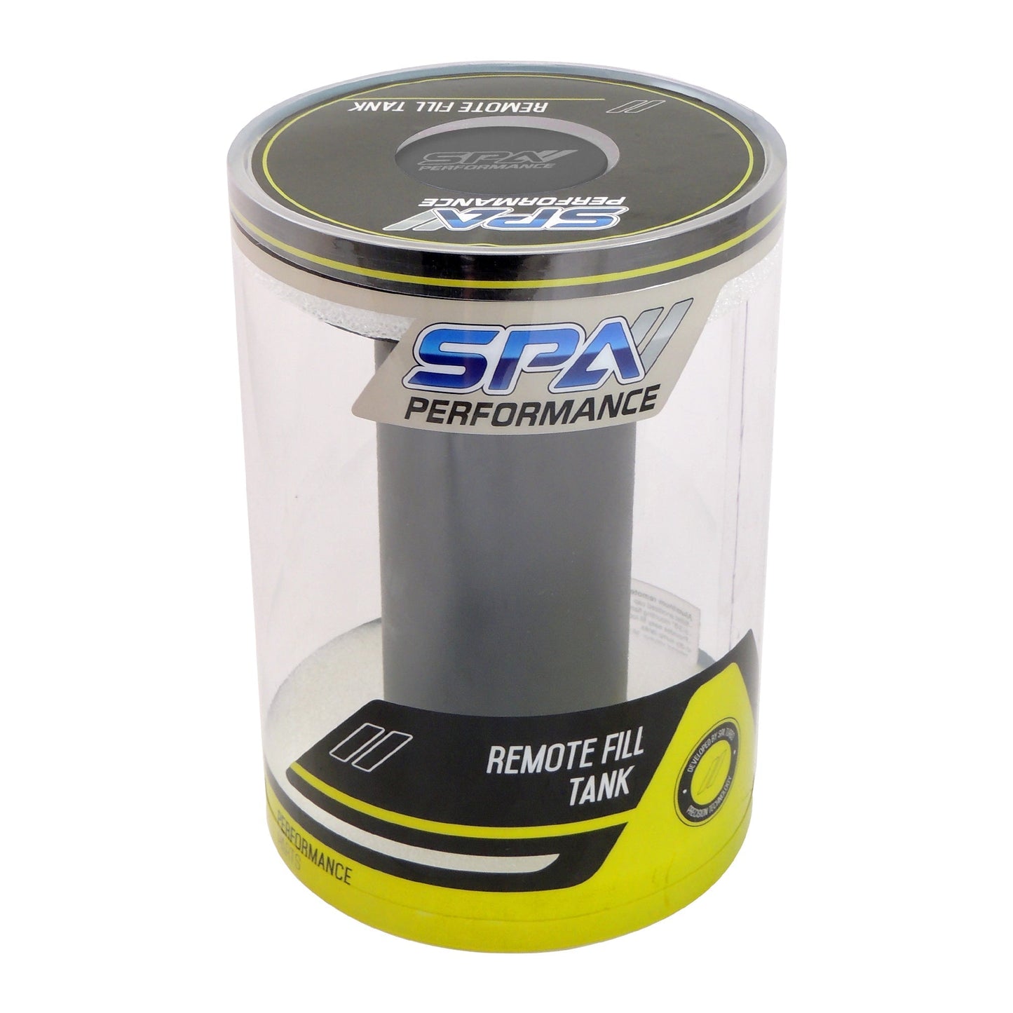 Power Steering Tank Firewall Mount (Right Inlet) + Remote Fill Tank - Black Cap