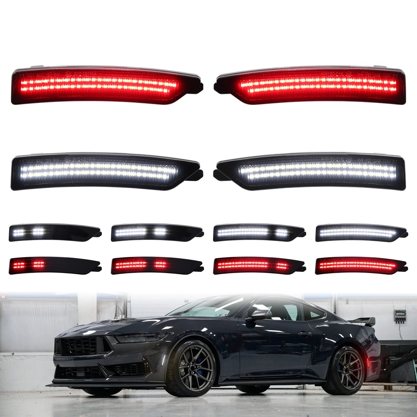 MUSTANG 24-26 FRONT/REAR DYNAMIC SMOKED LED SIDE MARKERS