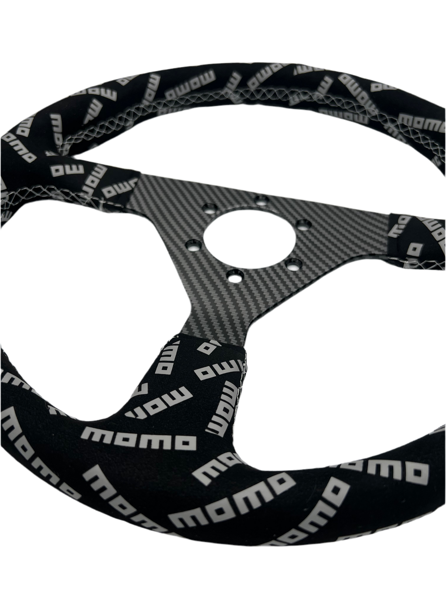 2nd Option Racing Steering Wheel Momo Track Style Black Suede Carbon Center