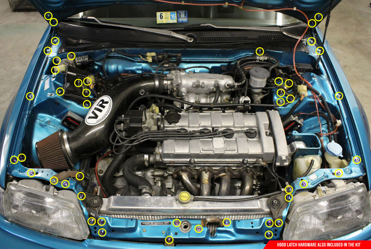 Stage 2 Titanium Hardware Engine Bay Kit - Honda Civic EF (1988-1991)