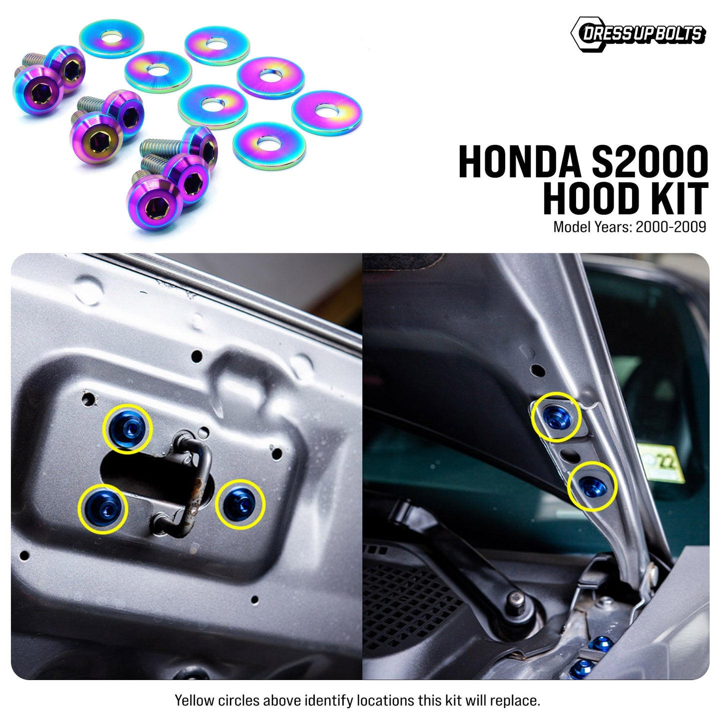 Titanium Hardware Hood Kit - Honda S2000 (2000-2009)