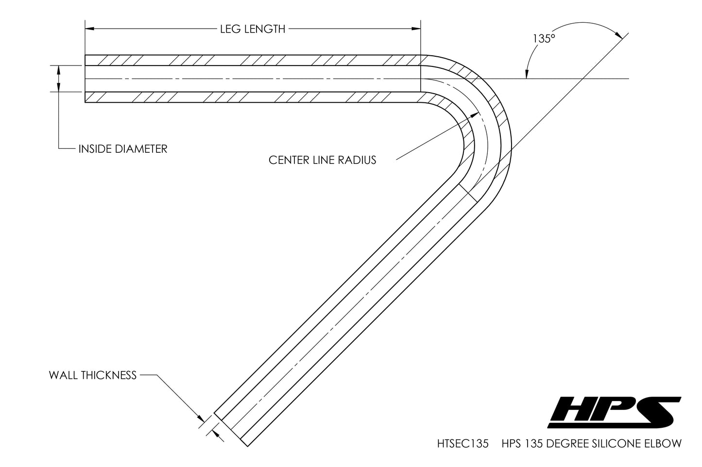HPS 1-1/4" Silicone 135 Degree Elbow Coupler Hose, High Temp 4-ply Reinforced (32mm ID)
