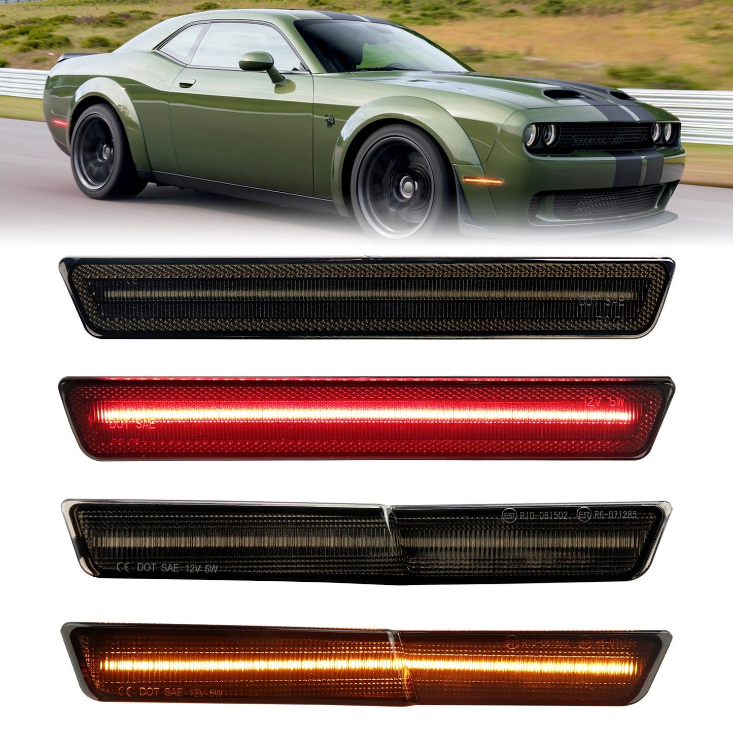 CHALLENGER WIDEBODY 15-23 FRONT/REAR SMOKED LED SIDE MARKERS
