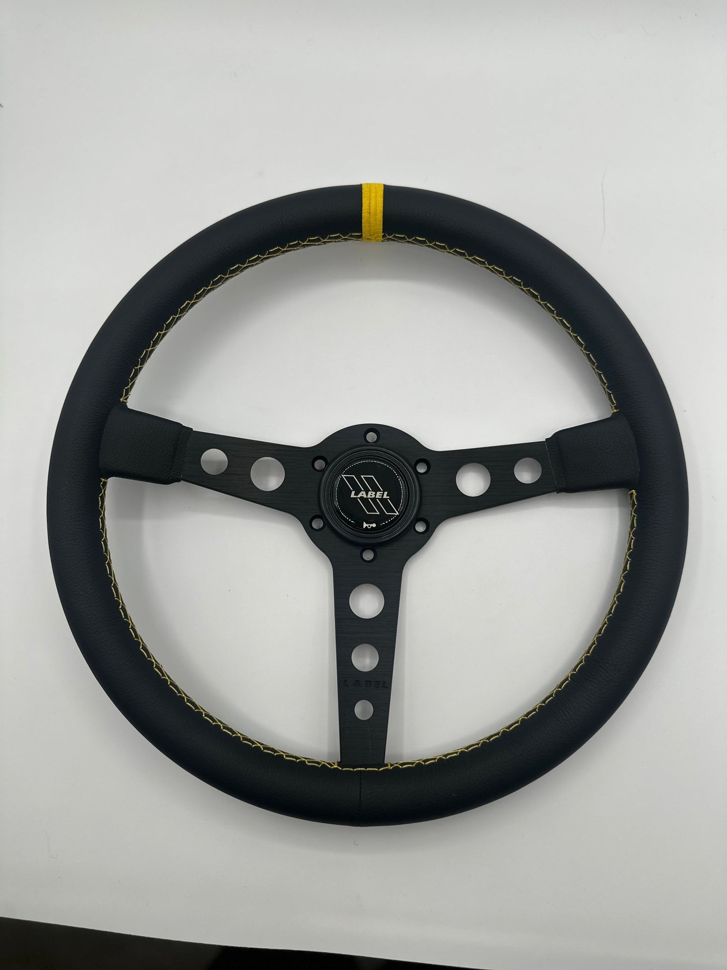 The Daytona | Black Leather | Black Spoke | Yellow Stitch