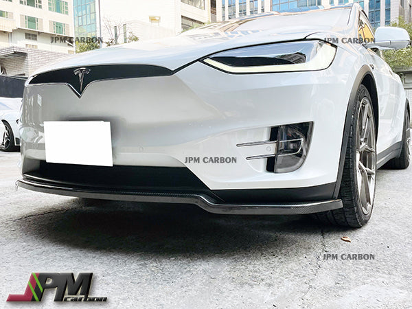 MX Style Carbon Fiber Front Bumper Add-on Lip Fits For 2016-2020 Tesla Model X Only
