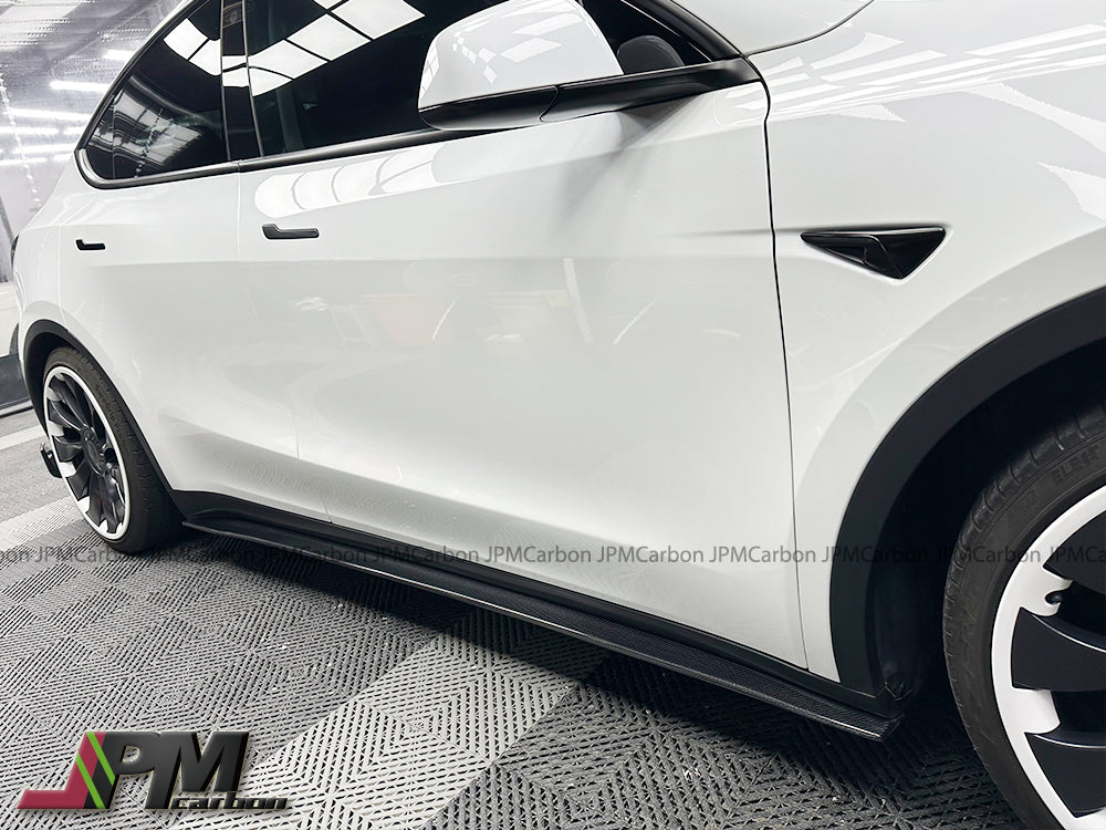 DP Style Carbon Fiber Side Skirt Add-on Lips Fits For 2020-2024 Tesla Model Y Only