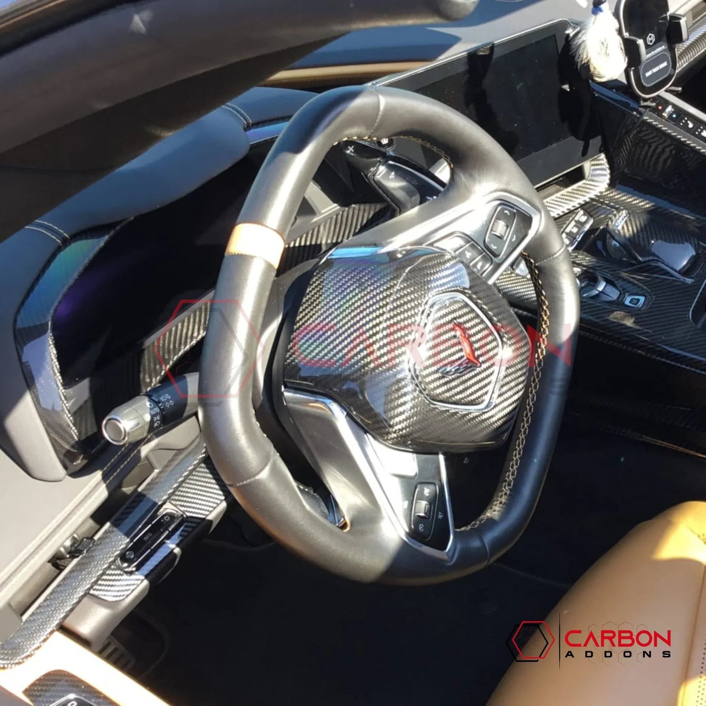 C8 2020+ Chevy Corvette Steering Wheel Airbag Center Carbon Fiber Cover