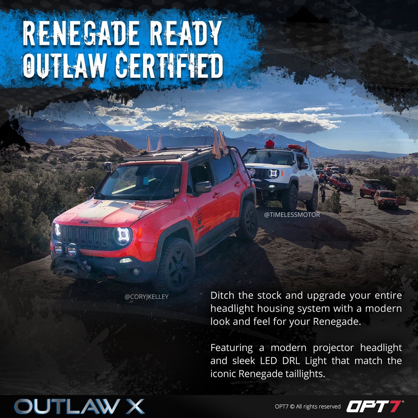 Outlaw X DRL LED Jeep Renegade Projector Headlights