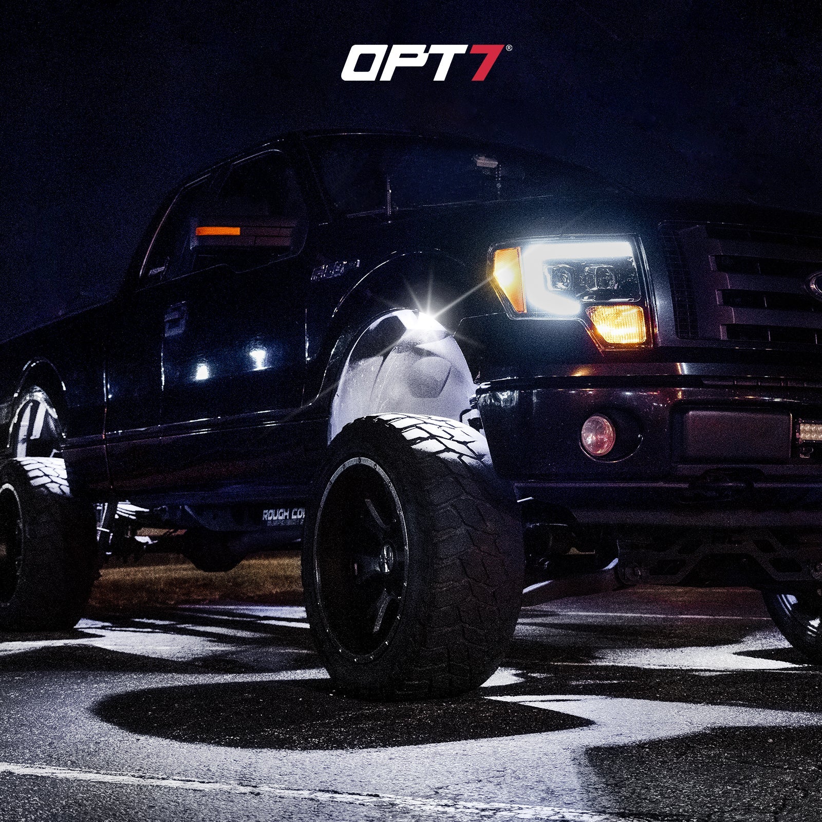 OPT7 Photon White 8PCS LED Rock Light w-Magnet Wide Angle Underglow Neon Lighting Kit