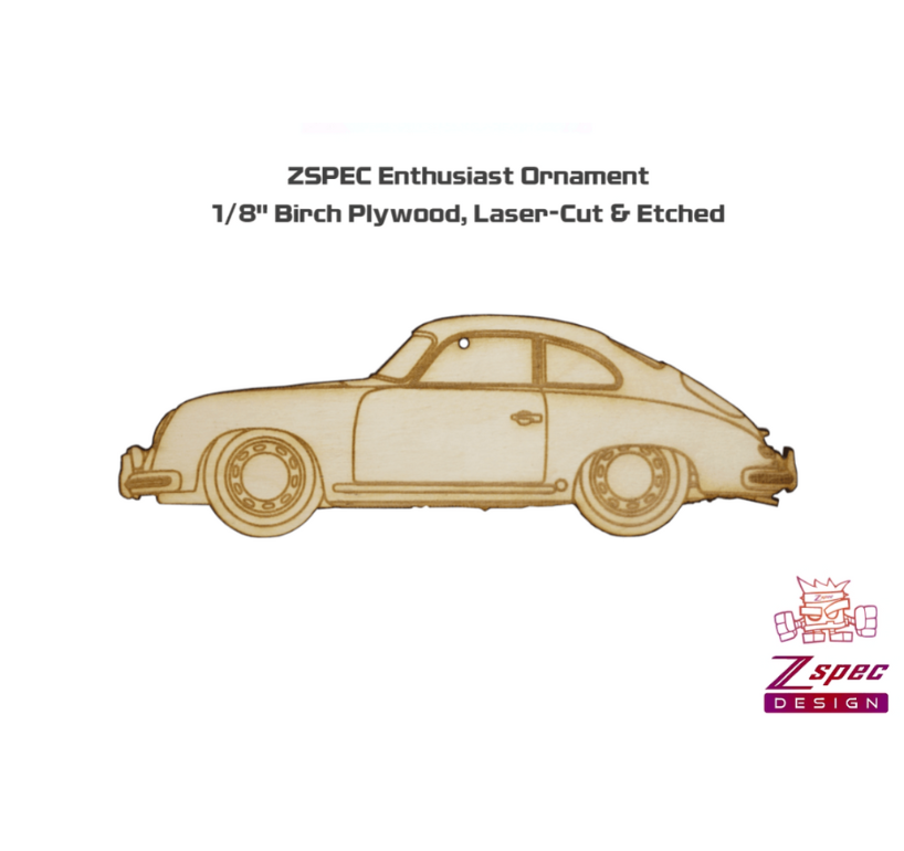 ZSPEC Laser-Engraved Wood Ornament, Style: Porsche Classic 356, Birch