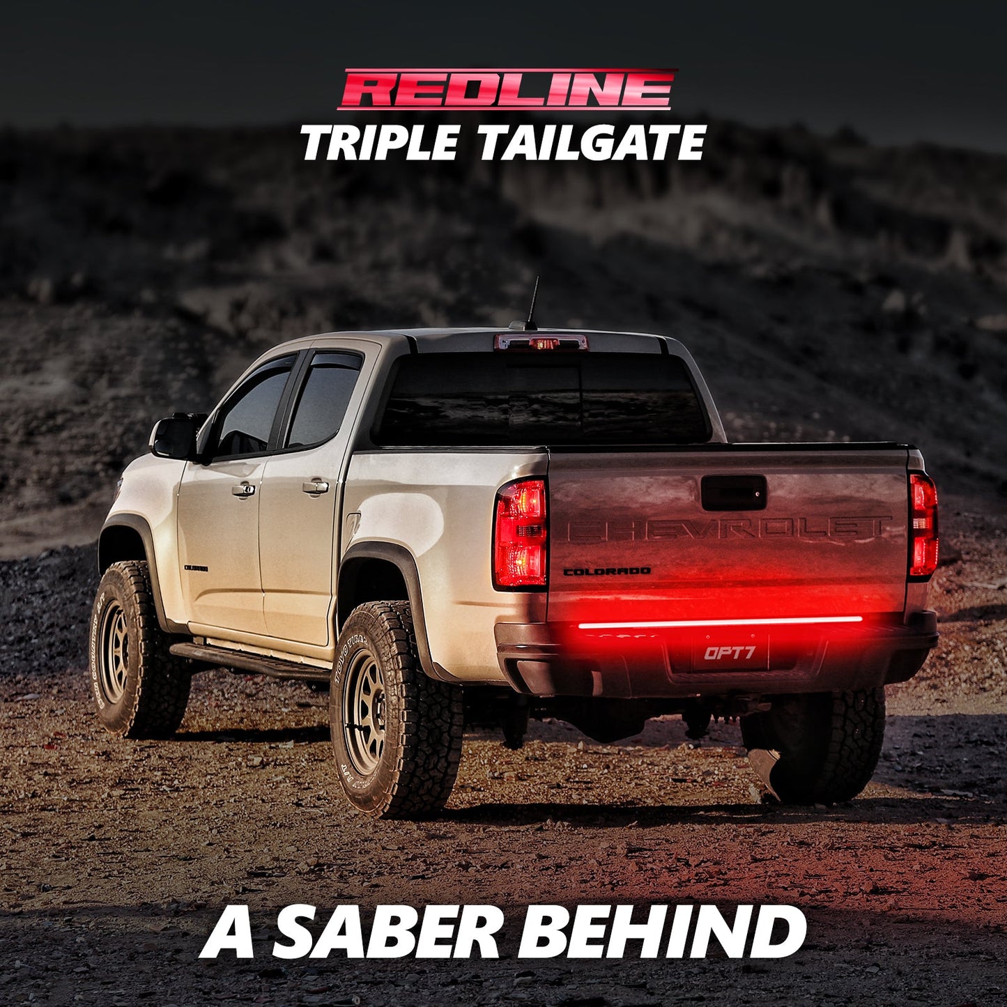 OPT7 Redline Triple Tailgate Light Bar 48" Bundle for Chevy Silverado-GMC Sierra 1500 19-21