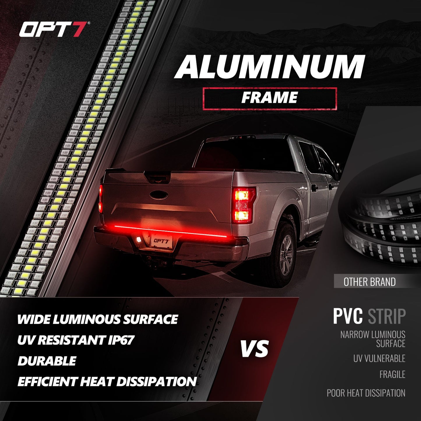 Redline Triple Row LED Tailgate Light Bar with Reverse Light, Brake Light & Sequential Turn Signals