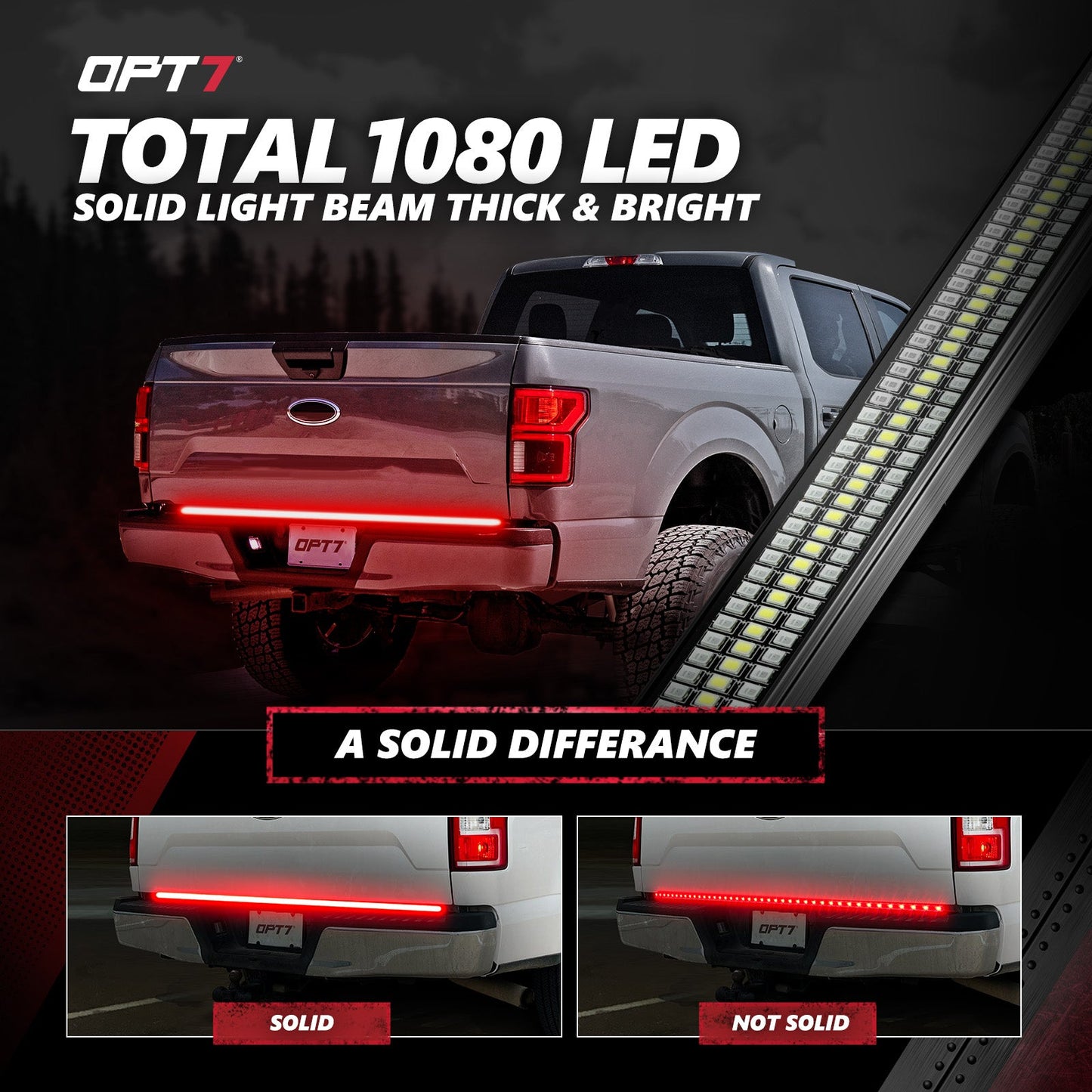 Redline Triple Row LED Tailgate Light Bar with Reverse Light, Brake Light & Sequential Turn Signals