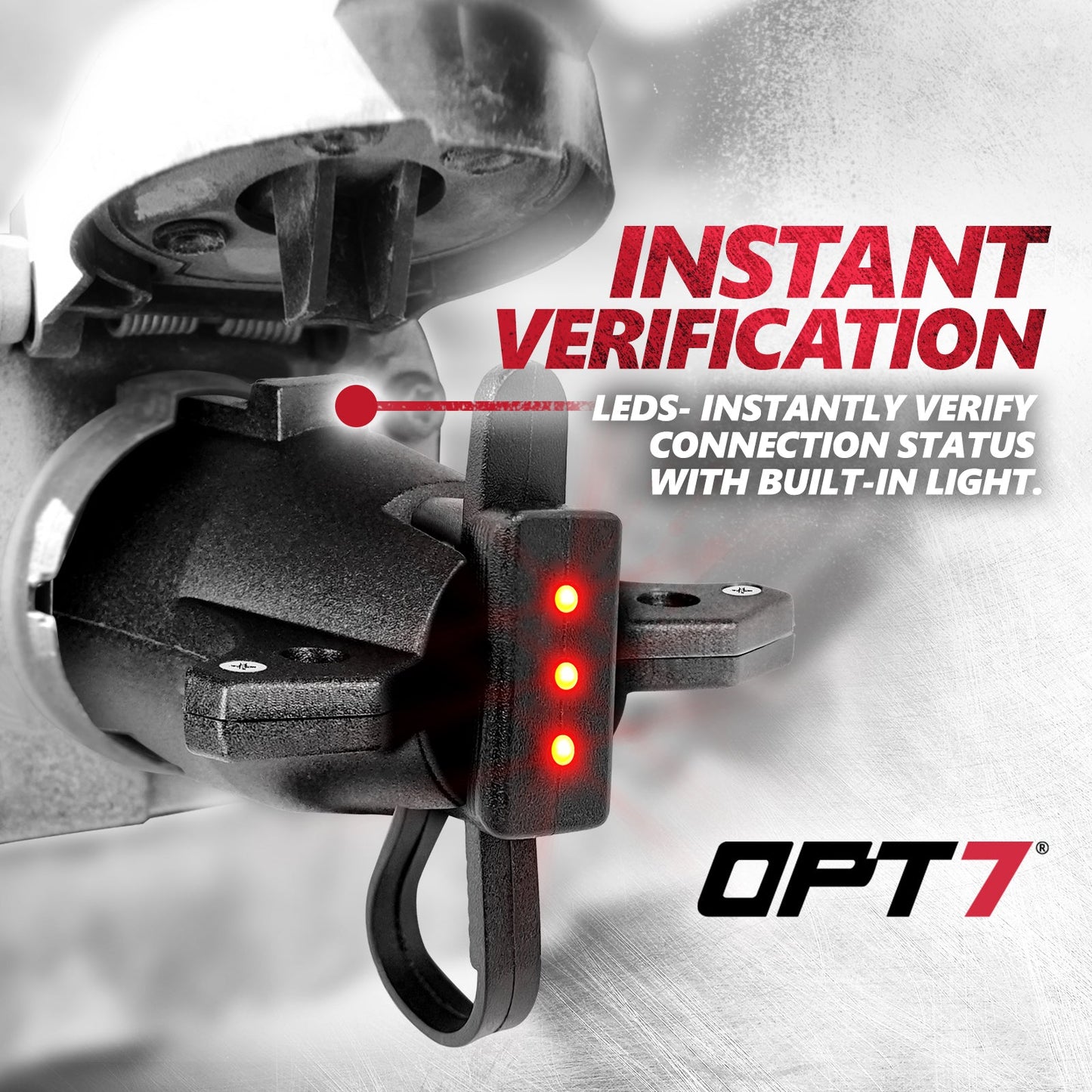 7-Way Round to 4-Way Flat Pin Adapter w/LED Testing Light and Secure Tab For Trailer Tow Hitch & Redline Tailgate LED