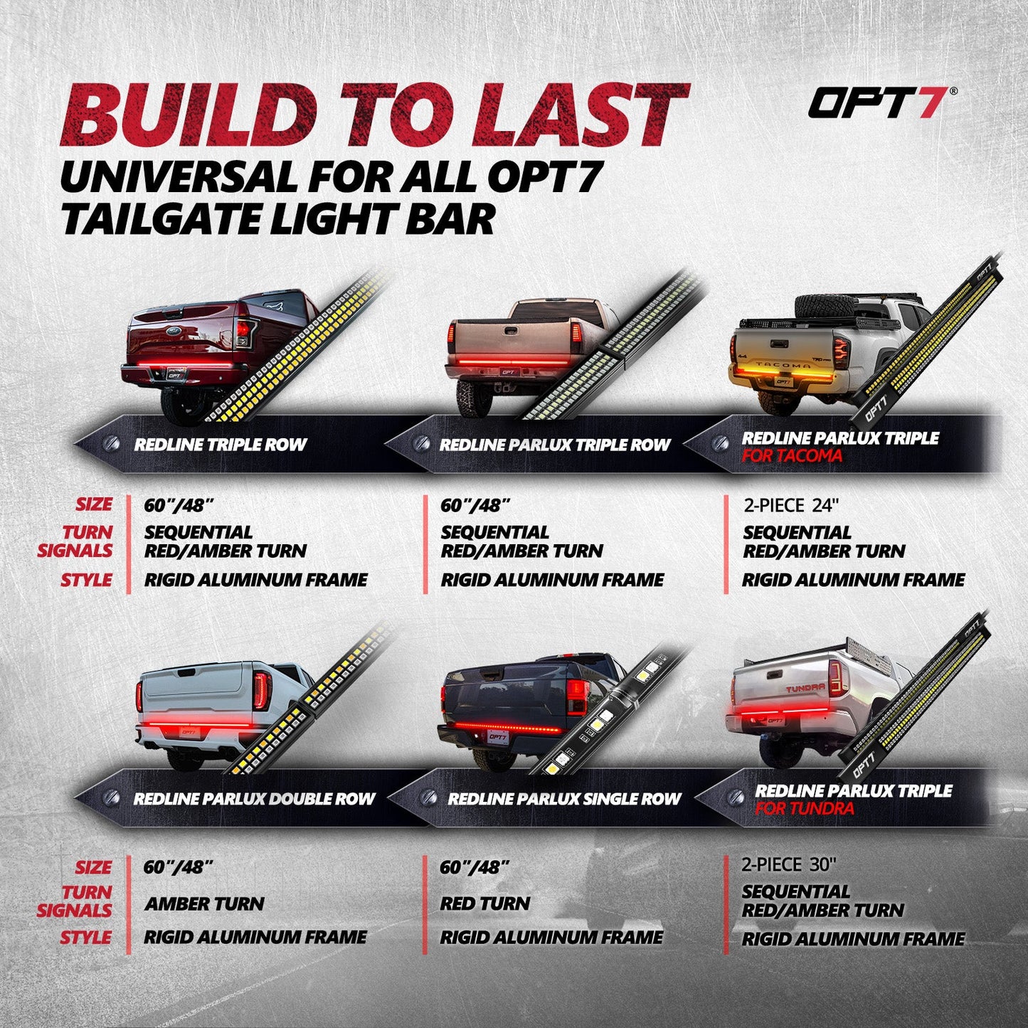 OPT7 Redline Tailgate Light Bar Magnets 5PCS