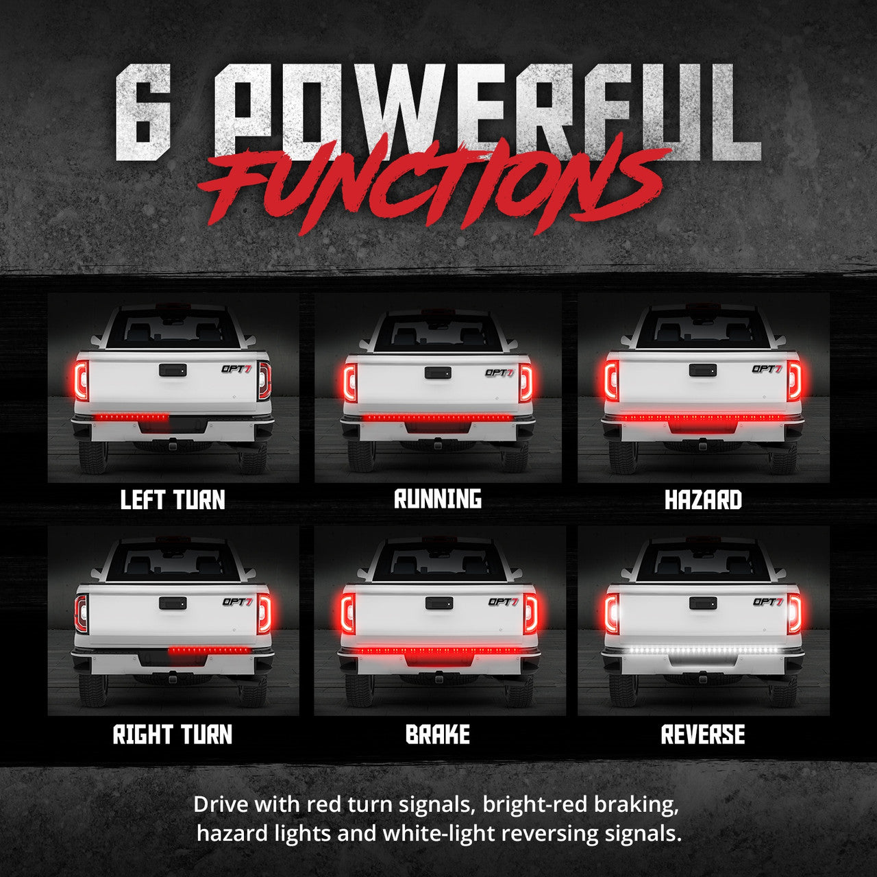 Redline Choice Double Row LED Tailgate Light Bar with Reverse Light, Brake Light & Turn Signals