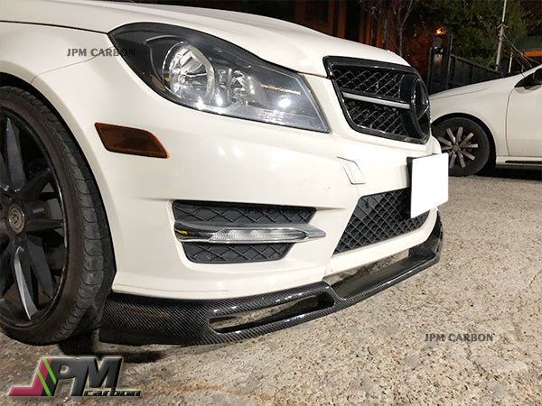 V Style Carbon Fiber Front Bumper Add-on Lip Fits For 2012-2014 Mercedes-Benz W204 C204 Facelift C-Class with AMG Sport Package Only