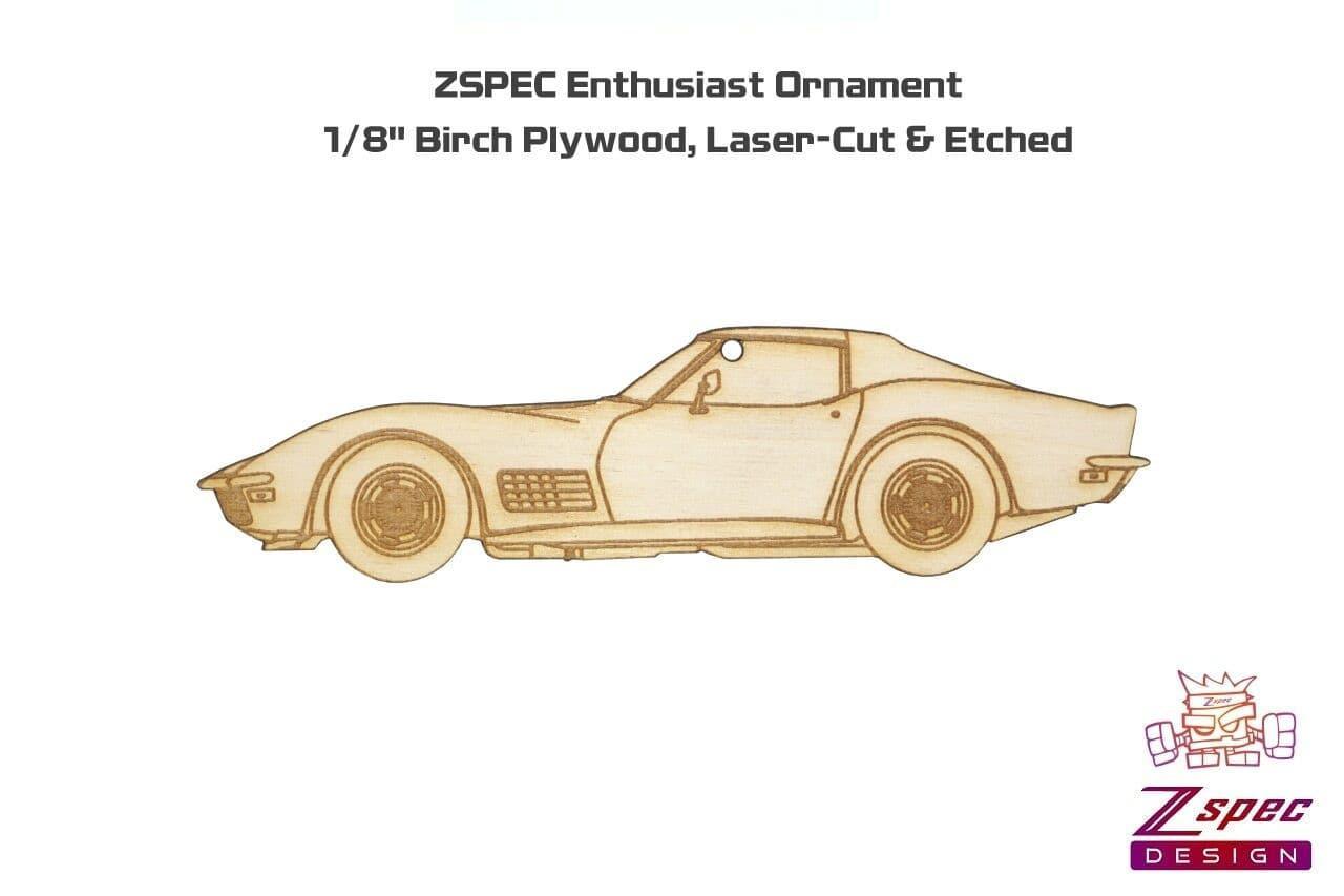 ZSPEC Laser-Engraved Wood Ornament, Style: Corvette C3, Birch