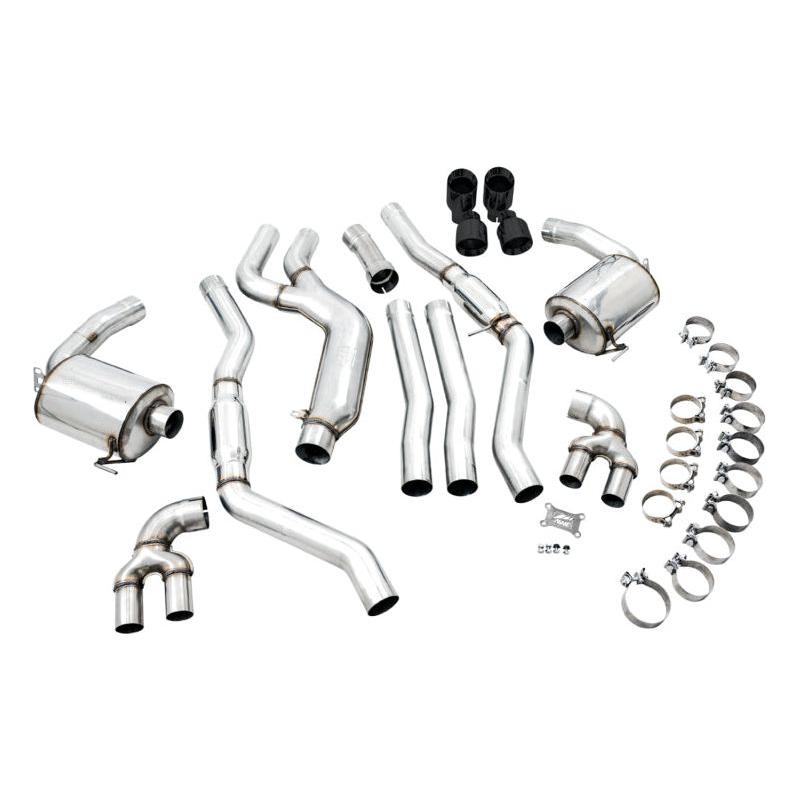 AWE Tuning 2019+ BMW M340i (G20) Resonated Touring Edition Exhaust - Quad Diamond Black Tips