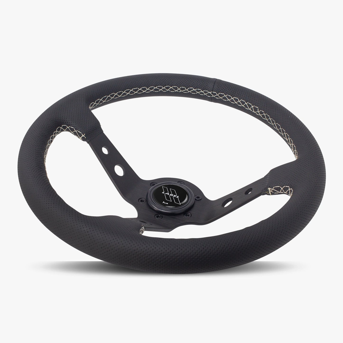 The Daytona | Black Perforated Leather | Black Spoke | White Stitch