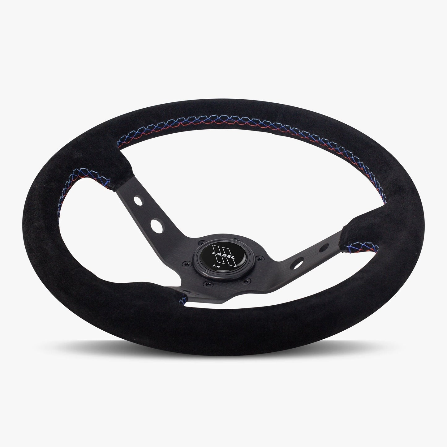 The Daytona | Black Alcantara Suede | Black Spoke | Bavarian Stitch