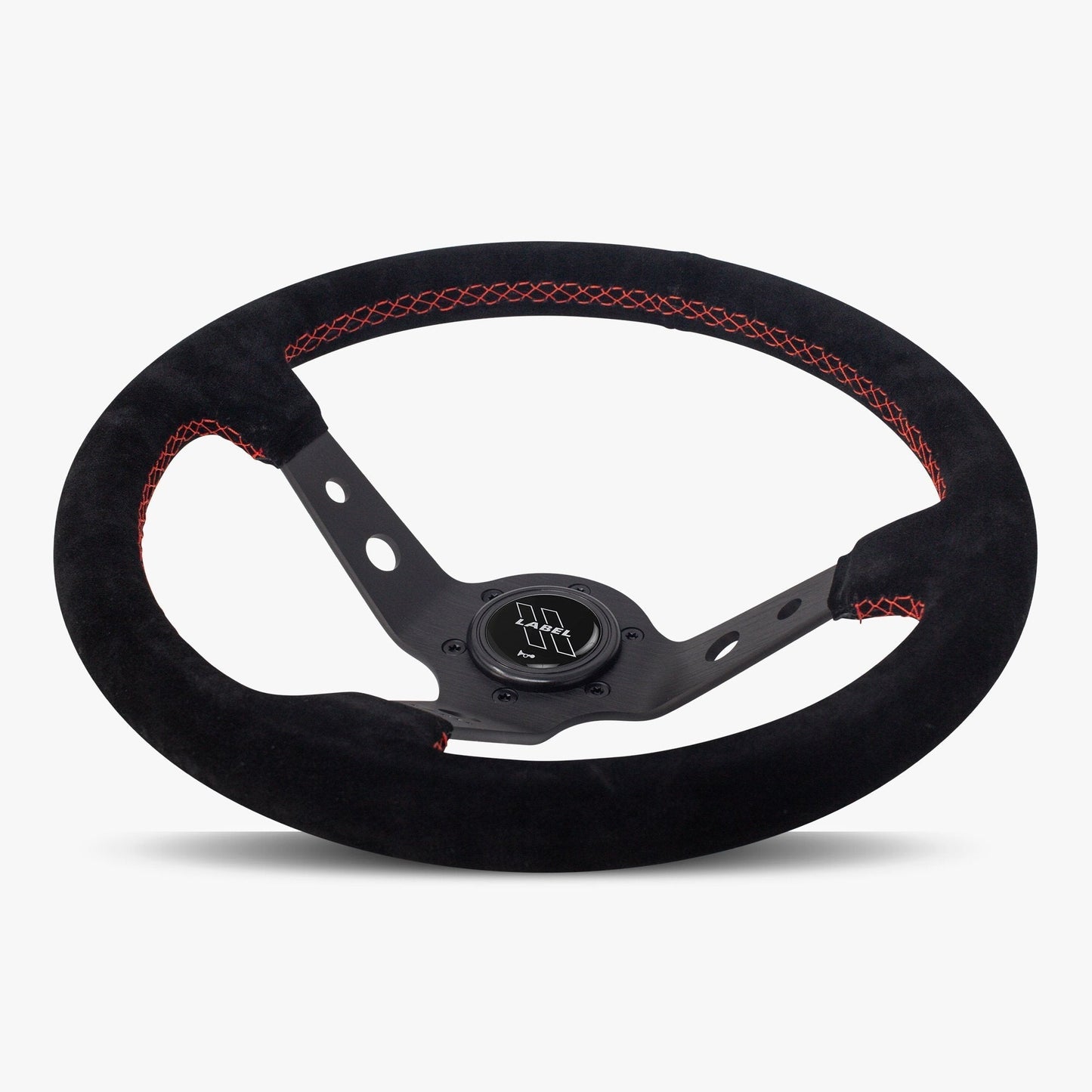 The Daytona | Black Alcantara Suede | Black Spoke | Red Stitch