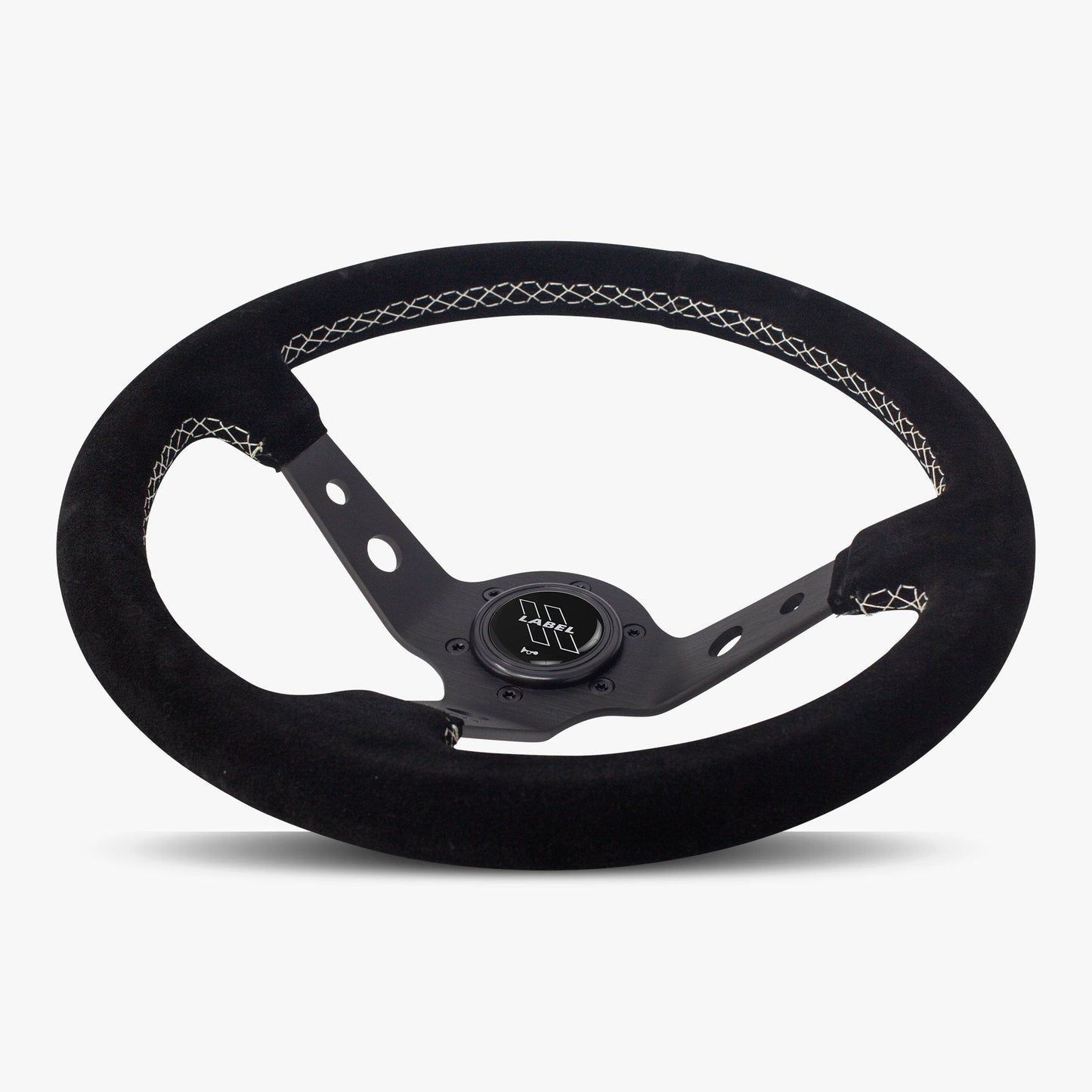 The Daytona | Black Alcantara Suede | Black Spoke | White Stitch