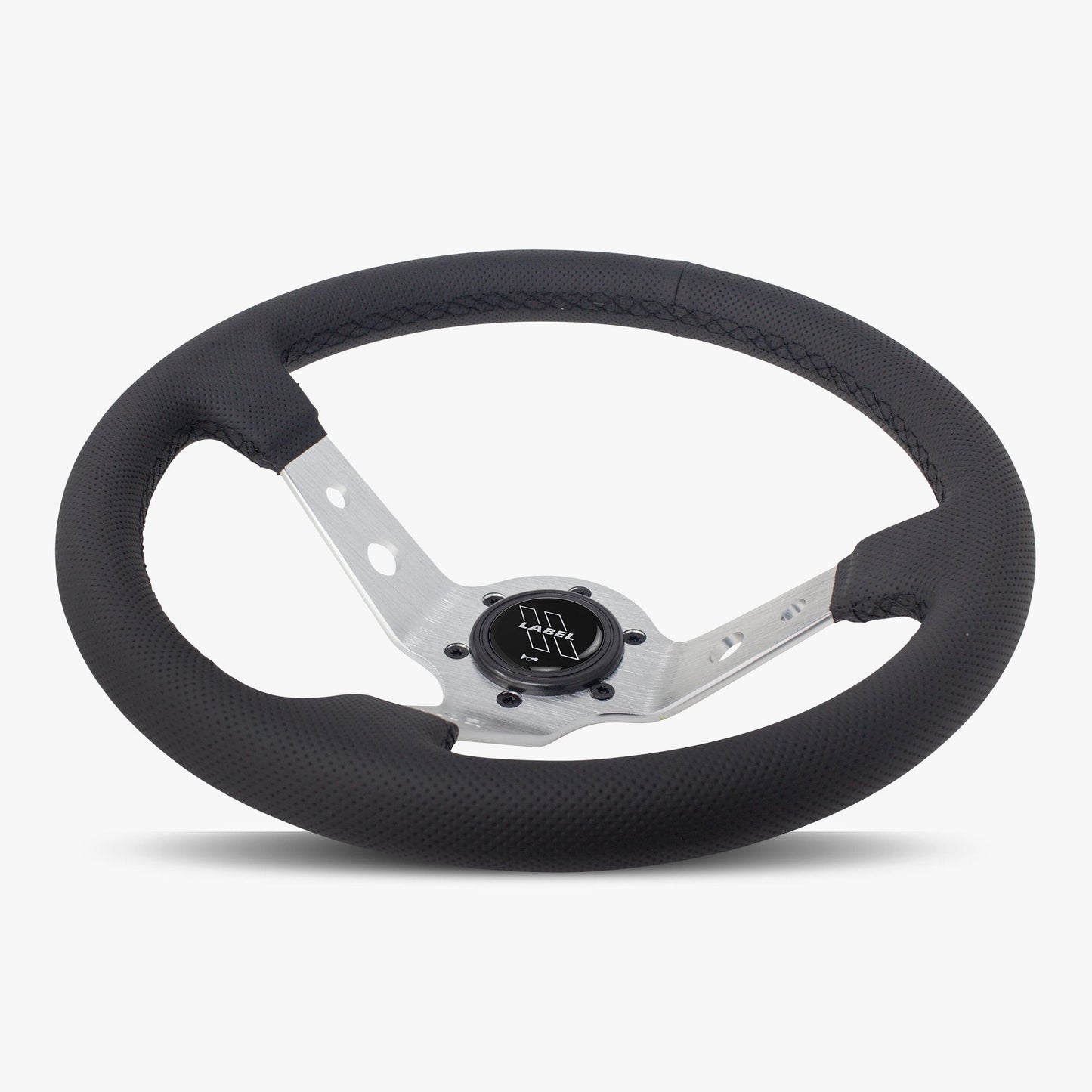 The Daytona | Black Perforated Leather | Silver Spoke | Black Stitch