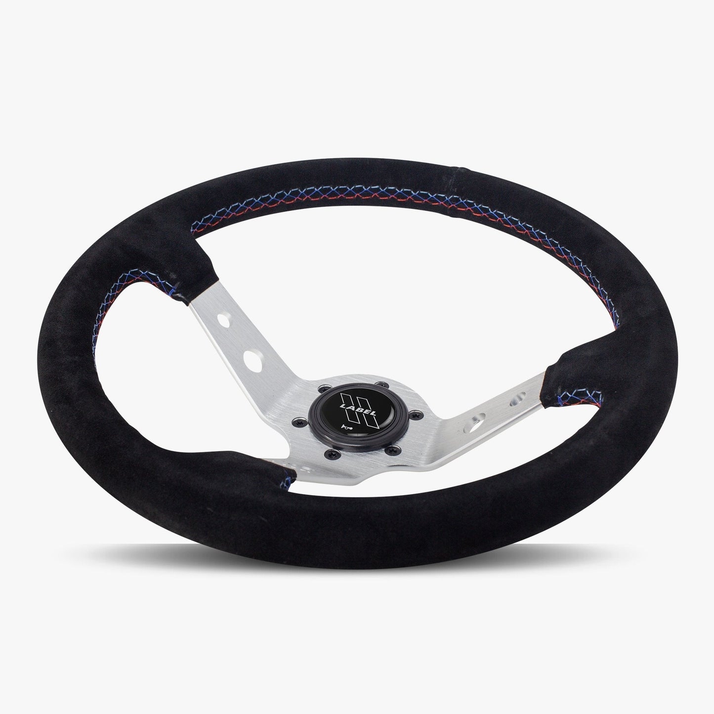 The Daytona | Black Alcantara Suede | Silver Spoke | Bavarian Stitch