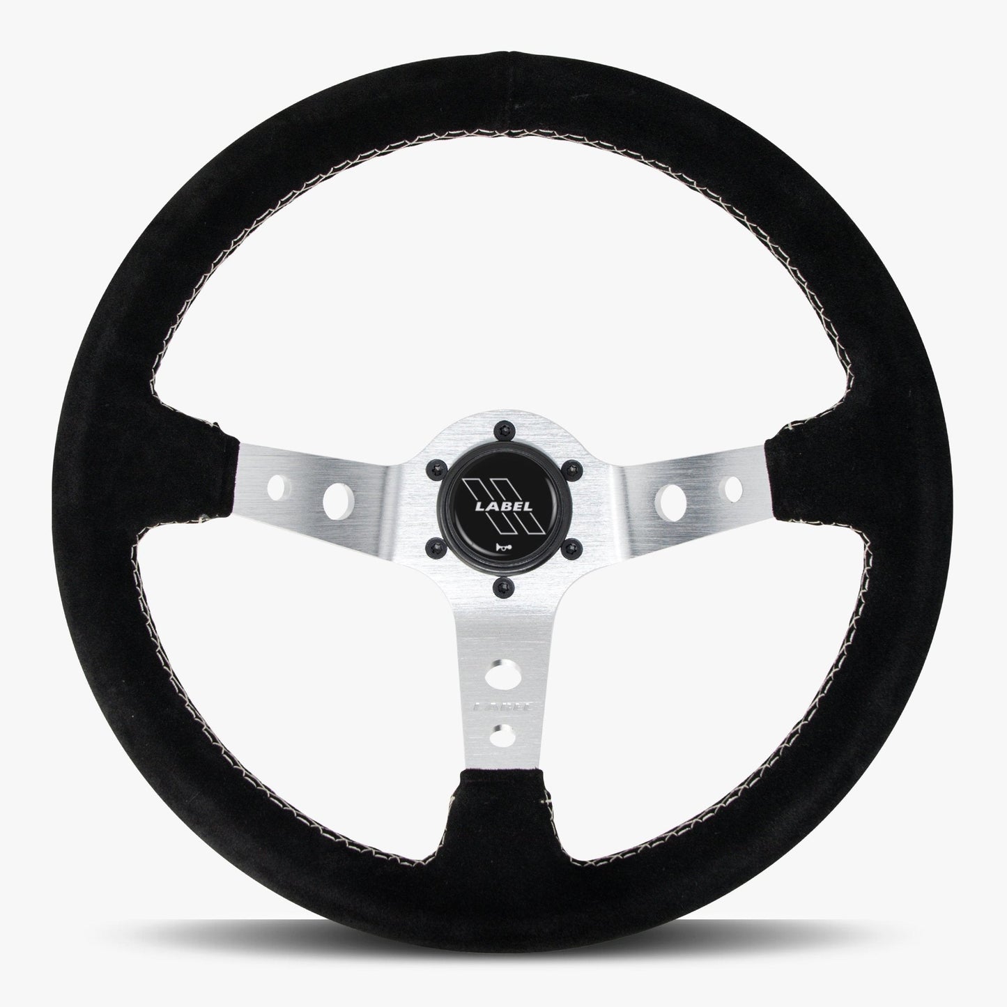 The Daytona | Black Alcantara Suede | Silver Spoke | White Stitch